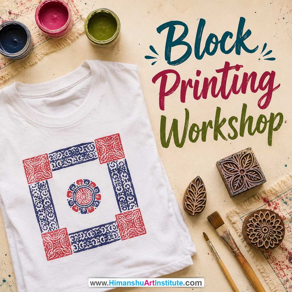 Block Printing Workshop Block Printing Workshop for Young and Adults in Delhi, Online Block Printing Workshp for Young and Adults, Best Art & Craft Workshop for Adults near Me
