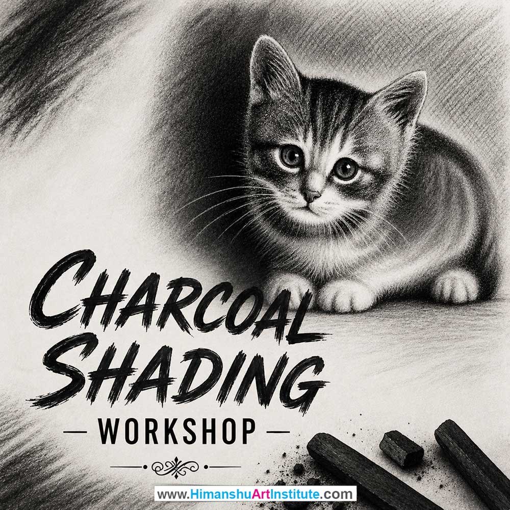 Charcoal Shading Workshop Charcoal Shading Workshop for Young and Adults in Delhi, Online Charcoal Shading Workshp for Young and Adults, Best Art & Craft Workshop for Adults near Me