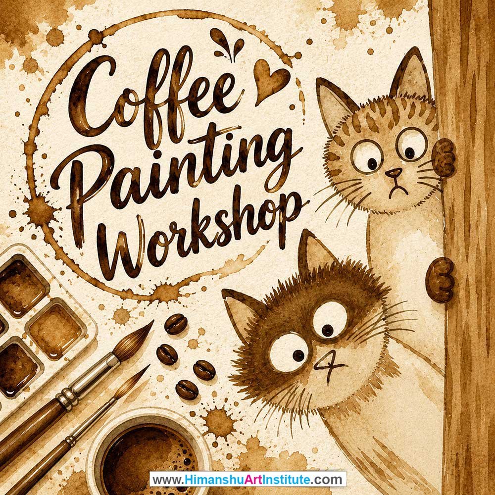 Coffee Painting Workshop Coffee Painting Workshop for Young and Adults in Delhi, Online Coffee Painting Workshp for Young and Adults, Best Art & Craft Workshop for Adults near Me