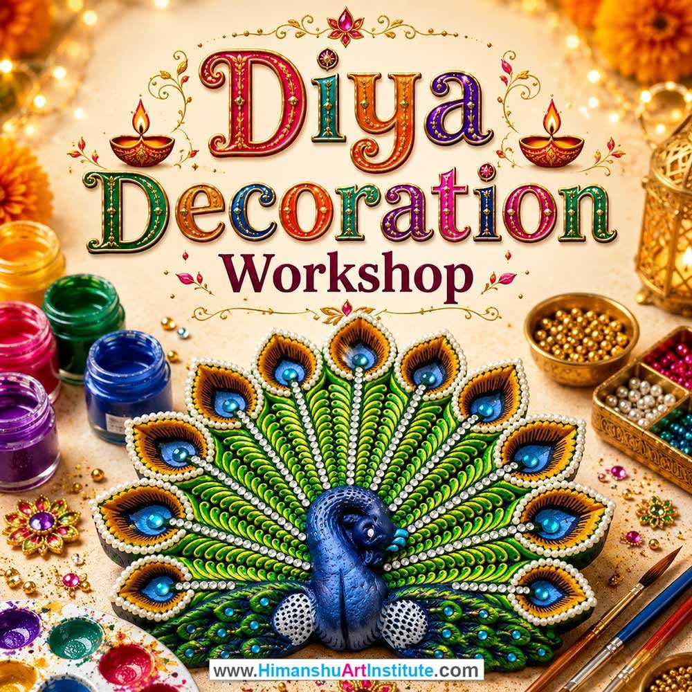 Diya Decoration Workshop Diya Decoration Workshop for Young and Adults in Delhi, Online Diya Decoration Workshp for Young and Adults, Best Art & Craft Workshop for Adults near Me