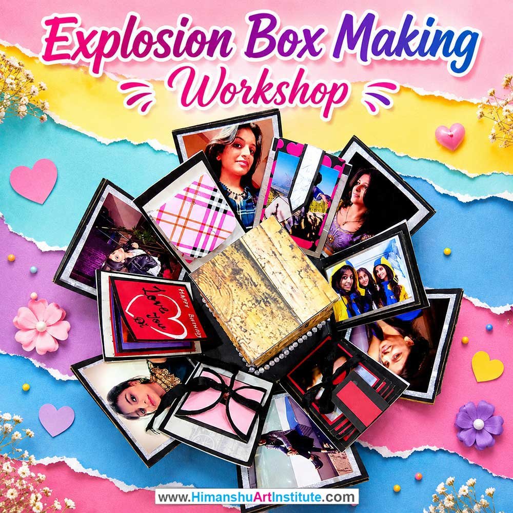 Explosion Box Making Workshop Explosion Box Making Workshop for Young and Adults in Delhi, Online Explosion Box Making Workshp for Young and Adults, Best Art & Craft Workshop for Adults near Me
