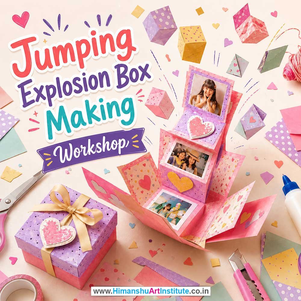 Jumping Explosion Box Making Workshop Jumping Explosion Box Making Workshop for Young and Adults in Delhi, Online Jumping Explosion Box Making Workshp for Young and Adults, Best Art & Craft Workshop for Adults near Me