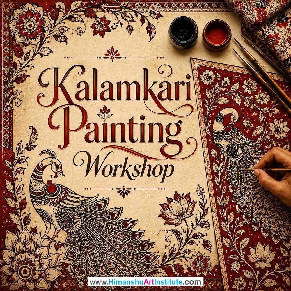 Kalamkari Painting Workshop Kalamkari Painting Workshop for Young and Adults in Delhi, Online Kalamkari Painting Workshp for Young and Adults, Best Art & Craft Workshop for Adults near Me