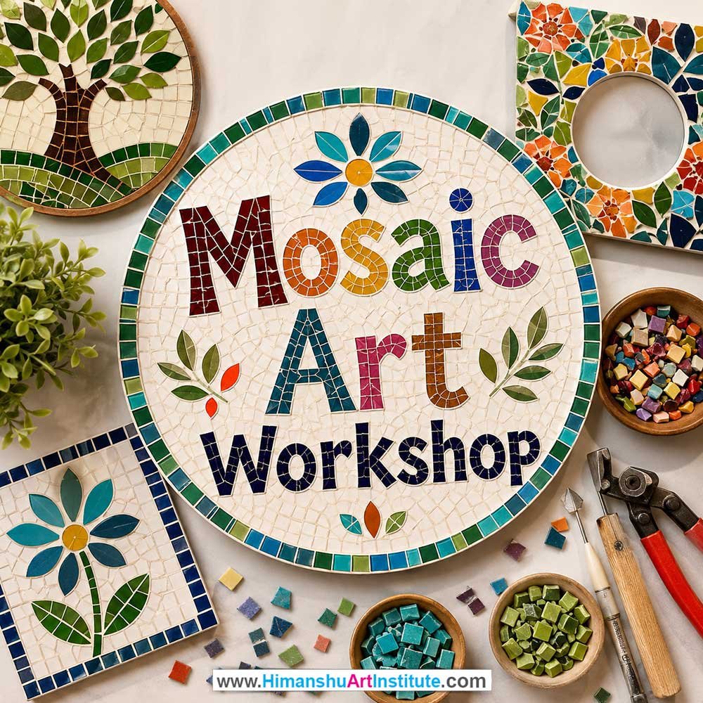 Mosaic Art Workshop Mosaic Art Workshop for Young and Adults in Delhi, Online Mosaic Art Workshp for Young and Adults, Best Art & Craft Workshop for Adults near Me