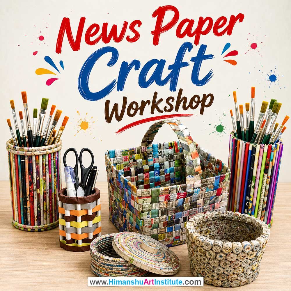 News Paper Craft Workshop News Paper Craft Workshop for Young and Adults in Delhi, Online News Paper Craft Workshp for Young and Adults, Best Art & Craft Workshop for Adults near Me