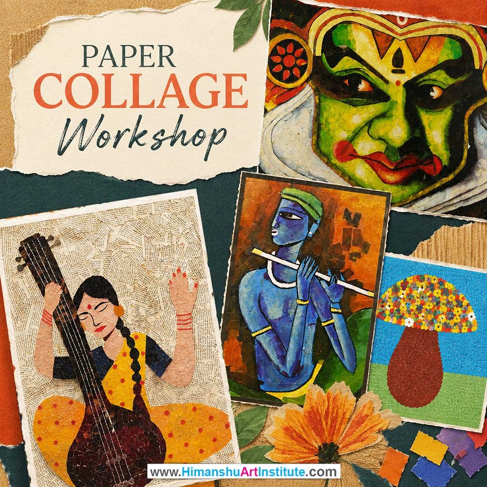 Paper Collage Workshop Paper Collage Workshop for Young and Adults in Delhi, Online Paper Collage Workshp for Young and Adults, Best Art & Craft Workshop for Adults near Me