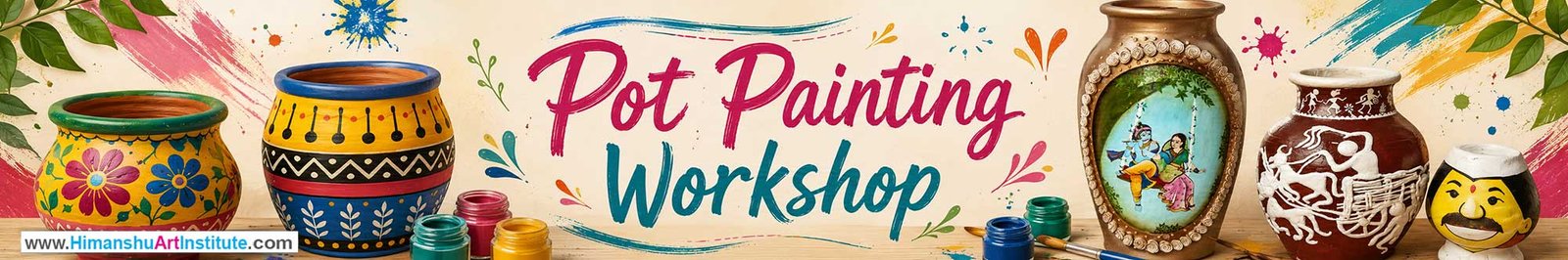 Pot Painting Workshop for Young and Adults in Delhi, Online Pot Painting Workshop, Pot Painting Workshop Near Me, Art & Craft Workshop for Adults, Himanshu Art Institute