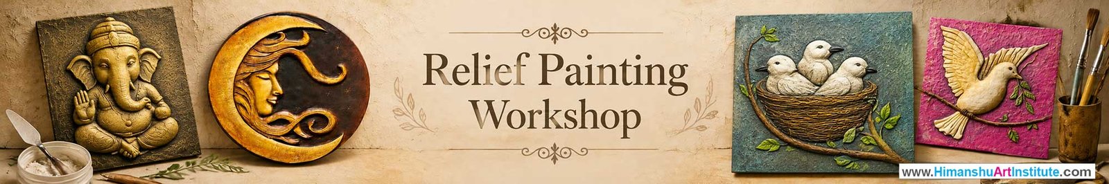 Relief Painting Workshop for Young and Adults in Delhi, Online Relief Painting Workshop, Relief Painting Workshop Near Me, Art & Craft Workshop for Adults, Himanshu Art Institute