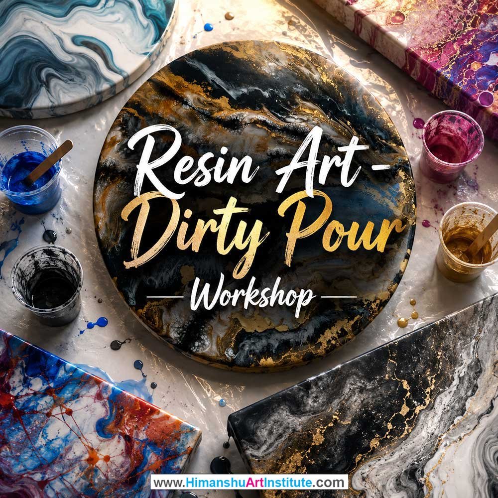 Resin Art Dirty Pour Workshop Resin Art Dirty Pour Workshop for Young and Adults in Delhi, Online Resin Art Dirty Pour Workshp for Young and Adults, Best Art & Craft Workshop for Adults near Me