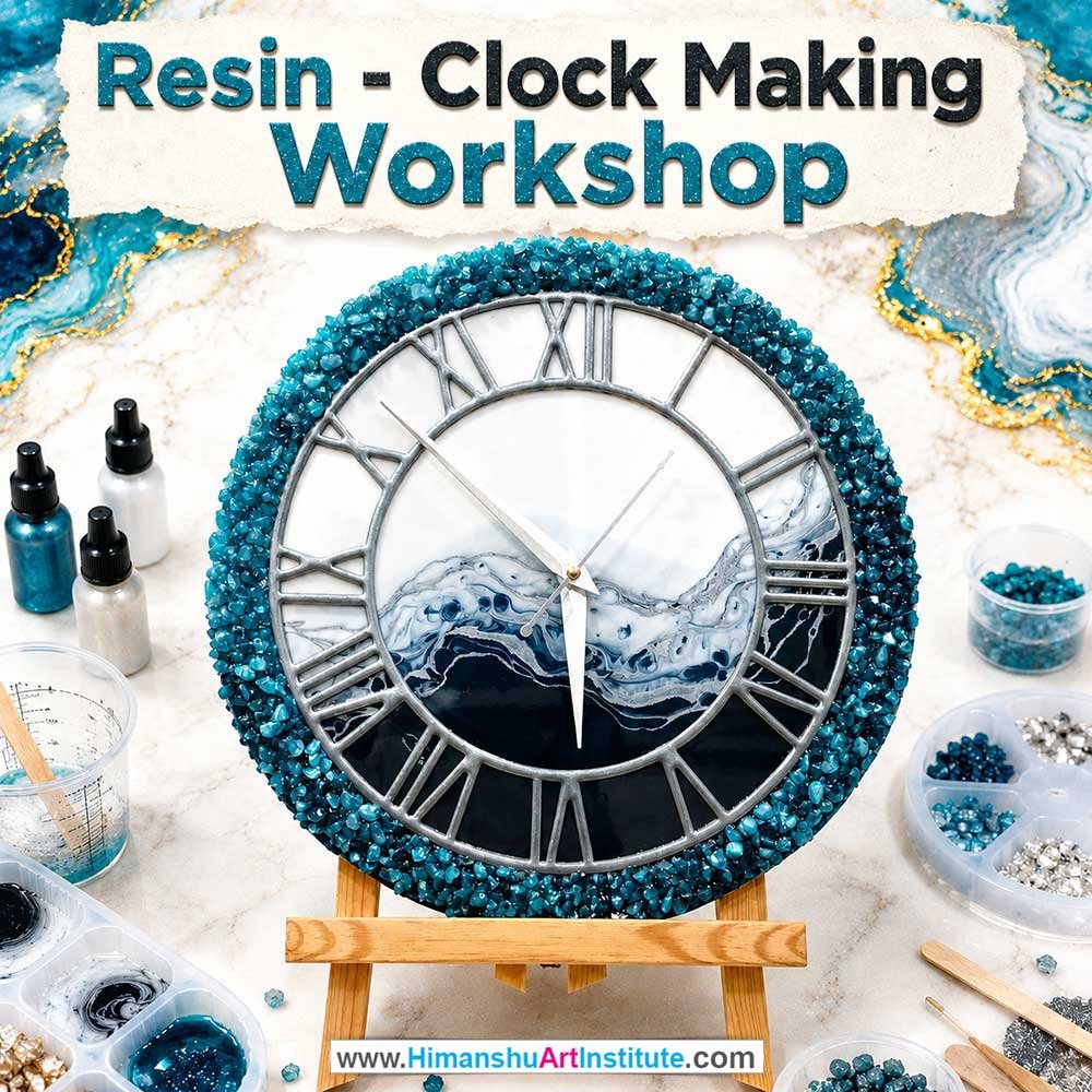 Resin Clock Making Workshop Resin Clock Making Workshop for Young and Adults in Delhi, Online Resin Clock Making Workshp for Young and Adults, Best Art & Craft Workshop for Adults near Me