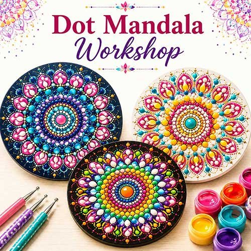 Online Dot Mandala Workshop, Dot Mandala Workshop for Adults, Dot Mandala Workshop Near Me, Art & Craft Workshops for Adults, Best Dot Mandala Workshop in Delhi, India, Himanshu Art Institute
