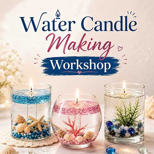 Online Water Candle Making Workshop, Water Candle Making Workshop for Adults, Water Candle Making Workshop Near Me, Art & Craft Workshops for Adults, Best Water Candle Making Workshop in Delhi, India, Himanshu Art Institute