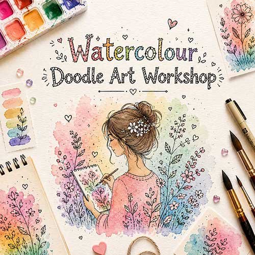 Online Watercolour Doodle Art Workshop, Watercolour Doodle Art Workshop for Adults, Water Colour Doodle Art Workshop, Watercolour Doodle Art Workshop Near Me, Art & Craft Workshops for Adults, Best Watercolour Doodle Art Workshop in Delhi, India, Himanshu Art Institute