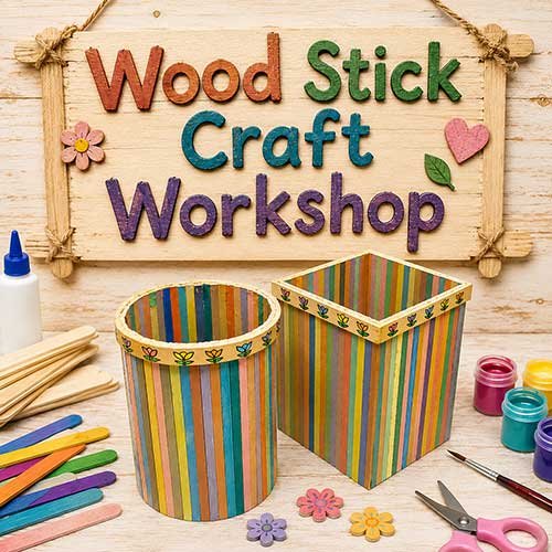 Online Wood Stick Craft Workshop, Wood Stick Craft Workshop for Adults, Wood Stick Craft Workshop Near Me, Art & Craft Workshops for Adults, Best Wood Stick Craft Workshop in Delhi, India, Himanshu Art Institute