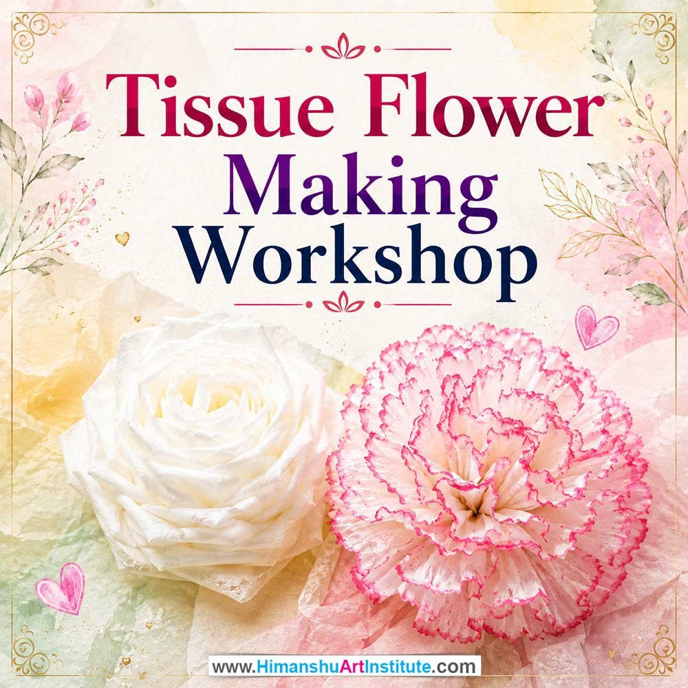 Tissue Flower Making Workshop Tissue Flower Making Workshop for Young and Adults in Delhi, Online Tissue Flower Making Workshp for Young and Adults, Best Art & Craft Workshop for Adults near Me