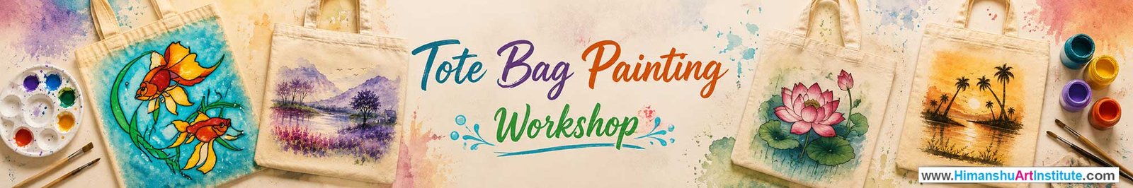 Tote Bag Painting Workshop for Young and Adults in Delhi, Online Tote Bag Painting Workshop, Tote Bag Painting Workshop Near Me, Art & Craft Workshop for Adults, Himanshu Art Institute