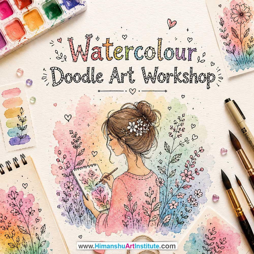 Watercolour Doodle Art Workshop Watercolour Doodle Art Workshop for Young and Adults in Delhi, Online Watercolour Doodle Art Workshp for Young and Adults, Best Art & Craft Workshop for Adults near Me