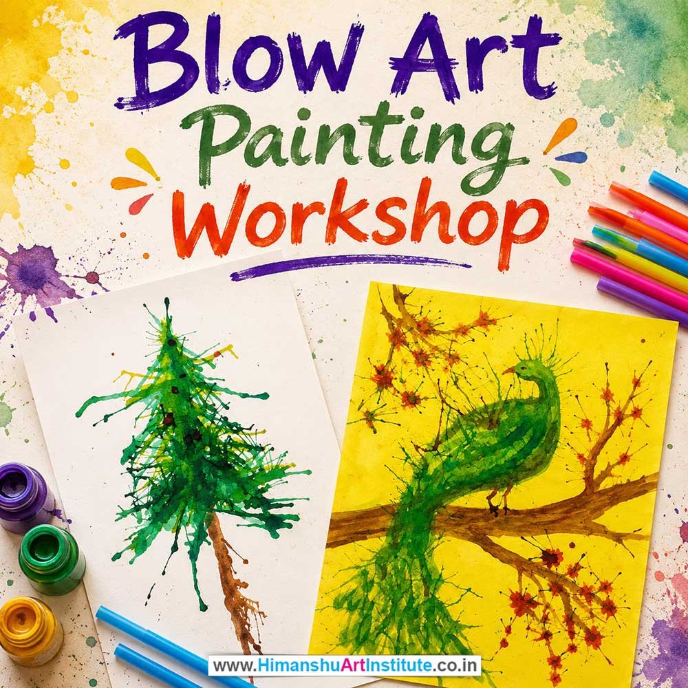 Blow Art Painting Workshop for Kids in Corporate Events,Blow Art Painting Activity for Kids in Corporate Events, Art & Craft Activity for Kids in Corporate Events, Corporate Family Day Kids Activity, Children Stall Activity, Blow Art Painting Fun Activity for Kids in Corporate Events, Himanshu Art Institute