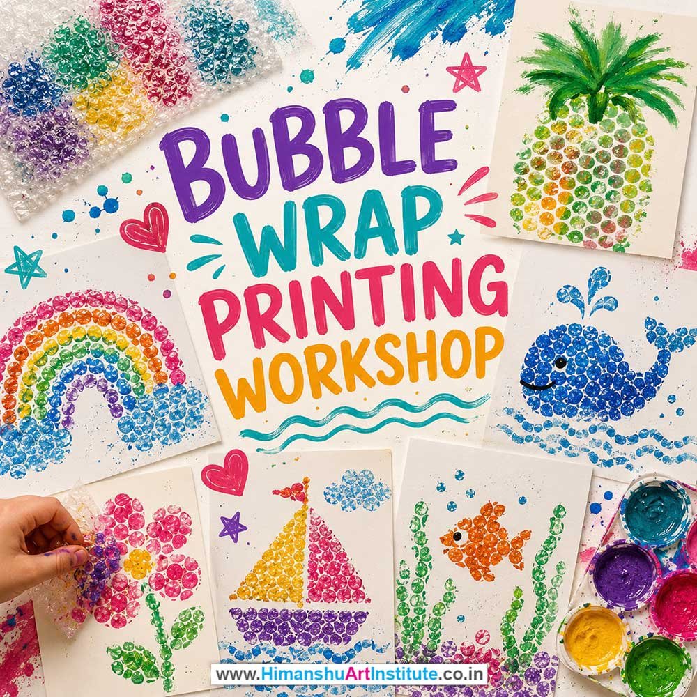 Bubble Wrap Printing  Workshop for Kids in Corporate Events,Bubble Wrap Printing  Activity for Kids in Corporate Events, Art & Craft Activity for Kids in Corporate Events, Corporate Family Day Kids Activity, Children Stall Activity, Bubble Wrap Printing  Fun Activity for Kids in Corporate Events, Himanshu Art Institute