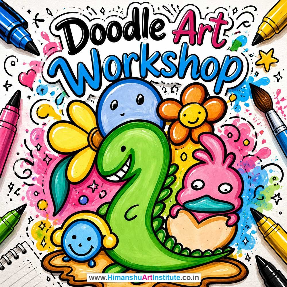 Doodle Art Workshop for Kids in Corporate Events,Doodle Art Activity for Kids in Corporate Events, Art & Craft Activity for Kids in Corporate Events, Corporate Family Day Kids Activity, Children Stall Activity, Doodle Art Fun Activity for Kids in Corporate Events, Himanshu Art Institute