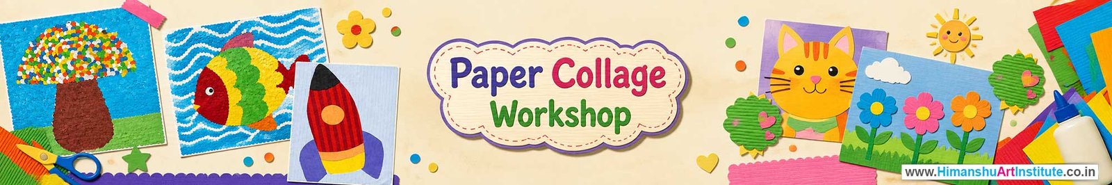 Paper Collage Workshop for Kids in Corporate Events,Paper Collage Activity for Kids in Corporate Events, Art & Craft Activity for Kids in Corporate Events, Corporate Family Day Kids Activity, Paper Collage Fair Activity for Kids, Children Stall Activity, Paper Collage Fun Activity for Kids in Corporate Events, Himanshu Art Institute