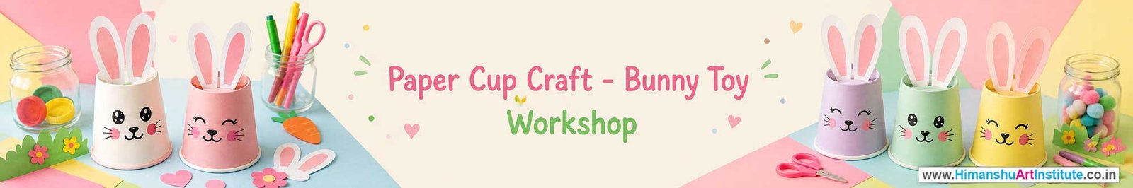 Paper Cup Craft Bunny Toy Workshop for Kids in Corporate Events,Paper Cup Craft Bunny Toy Activity for Kids in Corporate Events, Art & Craft Activity for Kids in Corporate Events, Corporate Family Day Kids Activity, Paper Cup Craft Bunny Toy Fair Activity for Kids, Children Stall Activity, Paper Cup Craft Bunny Toy Fun Activity for Kids in Corporate Events, Himanshu Art Institute