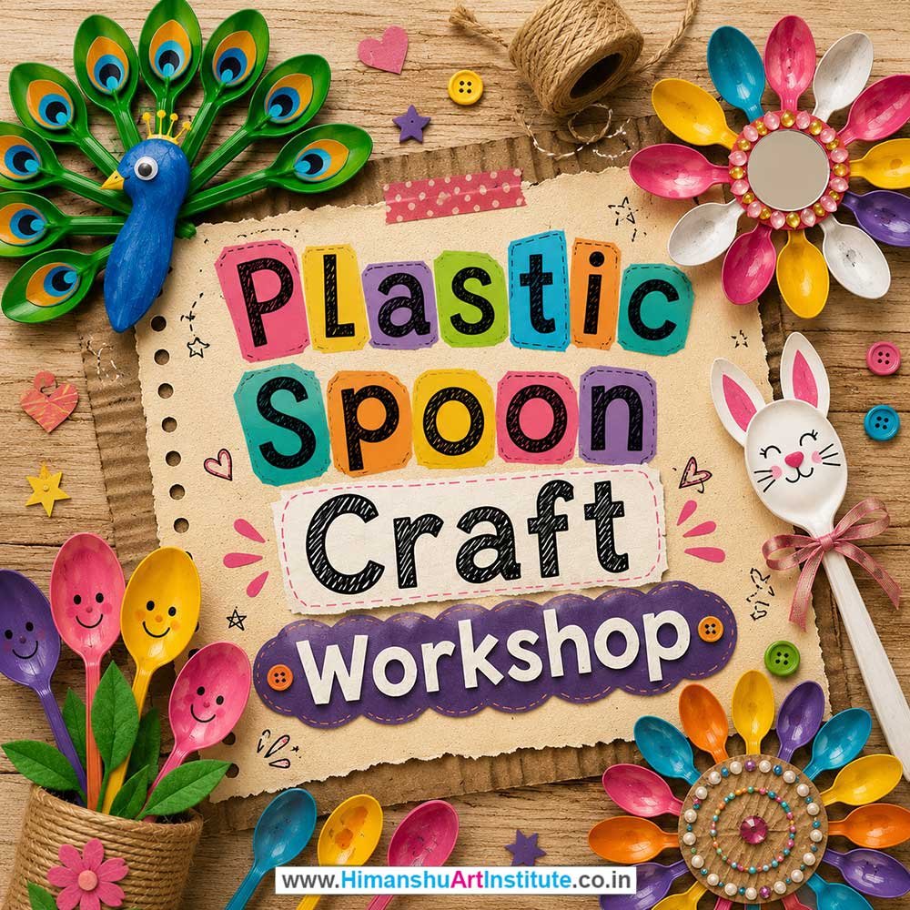 Plastic Spoon Craft Workshop for Kids in Corporate Events,Plastic Spoon Craft Activity for Kids in Corporate Events, Art & Craft Activity for Kids in Corporate Events, Corporate Family Day Kids Activity, Children Stall Activity, Plastic Spoon Craft Fun Activity for Kids in Corporate Events, Himanshu Art Institute