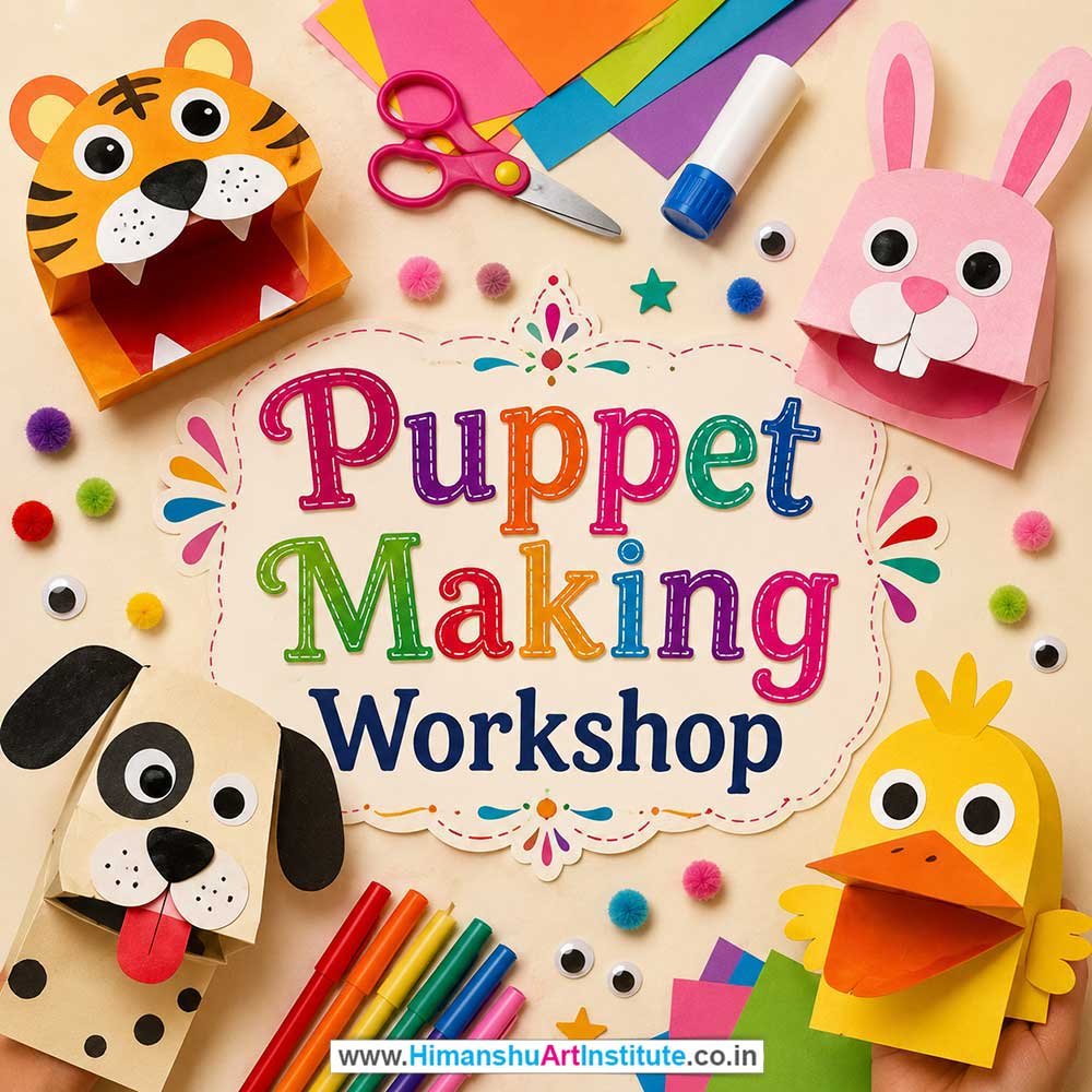 Puppet Making Workshop for Kids in Corporate Events,Puppet Making Activity for Kids in Corporate Events, Art & Craft Activity for Kids in Corporate Events, Corporate Family Day Kids Activity, Children Stall Activity, Puppet Making Fun Activity for Kids in Corporate Events, Himanshu Art Institute