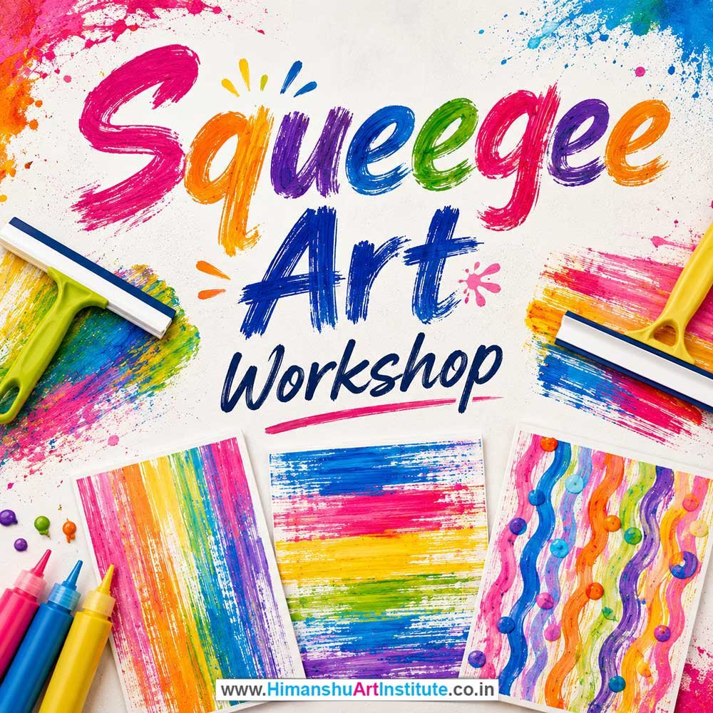 Squeegee Art Workshop for Kids in Corporate Events,Squeegee Art Activity for Kids in Corporate Events, Art & Craft Activity for Kids in Corporate Events, Corporate Family Day Kids Activity, Children Stall Activity, Squeegee Art Fun Activity for Kids in Corporate Events, Himanshu Art Institute