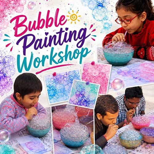 Corporate Bubble Painting Workshop, Bubble Painting Workshop for Corporate Kids, Art & Craft Workshops for Corporate  Kids, DIY Workshop for Corporate Kids, Bubble Painting Activity for Corporate KIds, DIY Activities for Corporate Kids, Best Bubble Painting Workshop for Corporate in Delhi, Gurugram, Gurgaon, Noida, India, Himanshu Art Institute