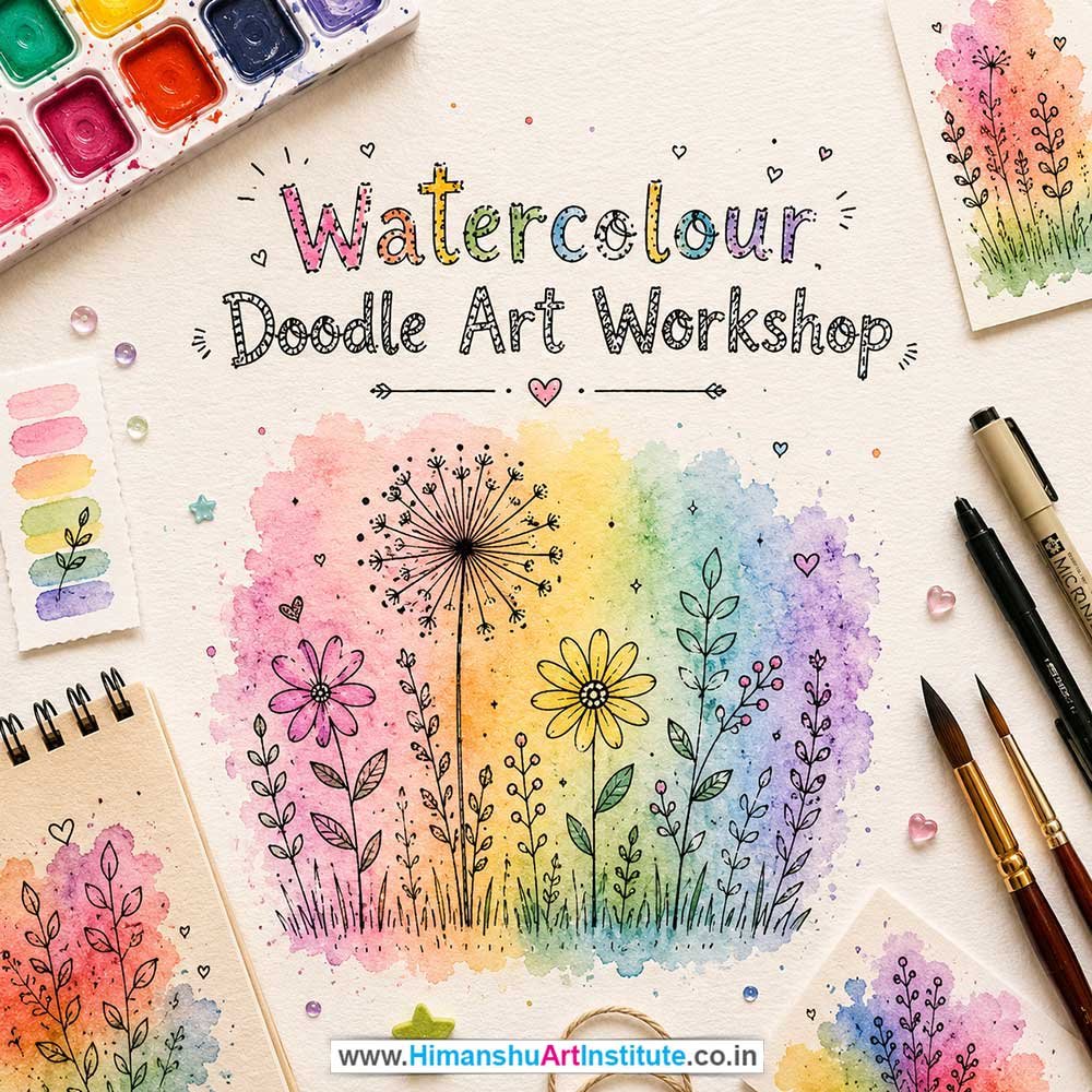 Watercolour Doodle Art Workshop for Kids in Corporate Events,Watercolour Doodle Art Activity for Kids in Corporate Events, Art & Craft Activity for Kids in Corporate Events, Corporate Family Day Kids Activity, Children Stall Activity, Watercolour Doodle Art Fun Activity for Kids in Corporate Events, Himanshu Art Institute
