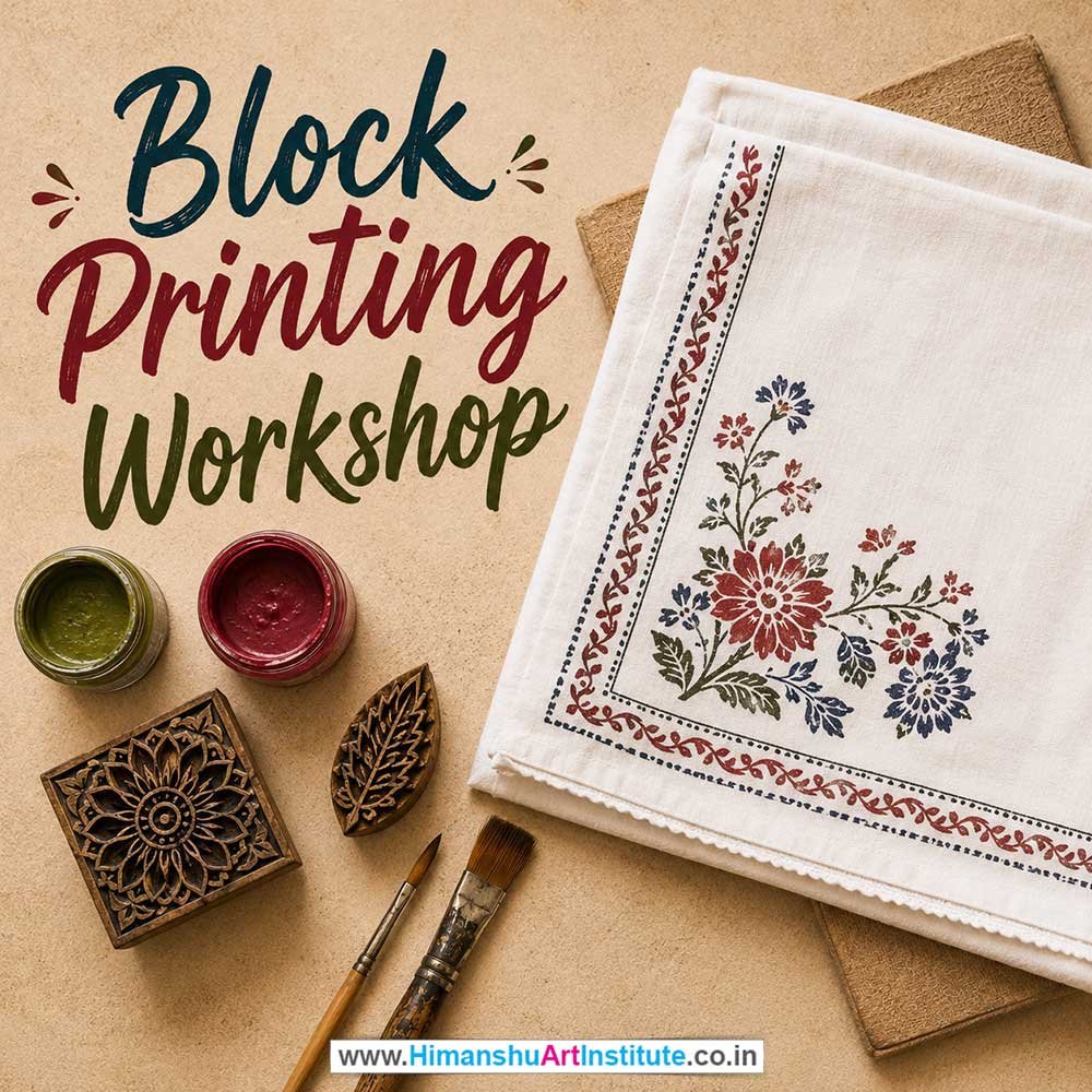 Block Printing Workshop for Corporate Companies Block Printing Workshop for Corporate Companies, Block Printing Workshop for Corporate Employees, Block Printing Workshop for Corporate Clients, Block Printing Workshop for Office Events, Art & Craft Activity for Corporate Companies, Himanshu Art Institute