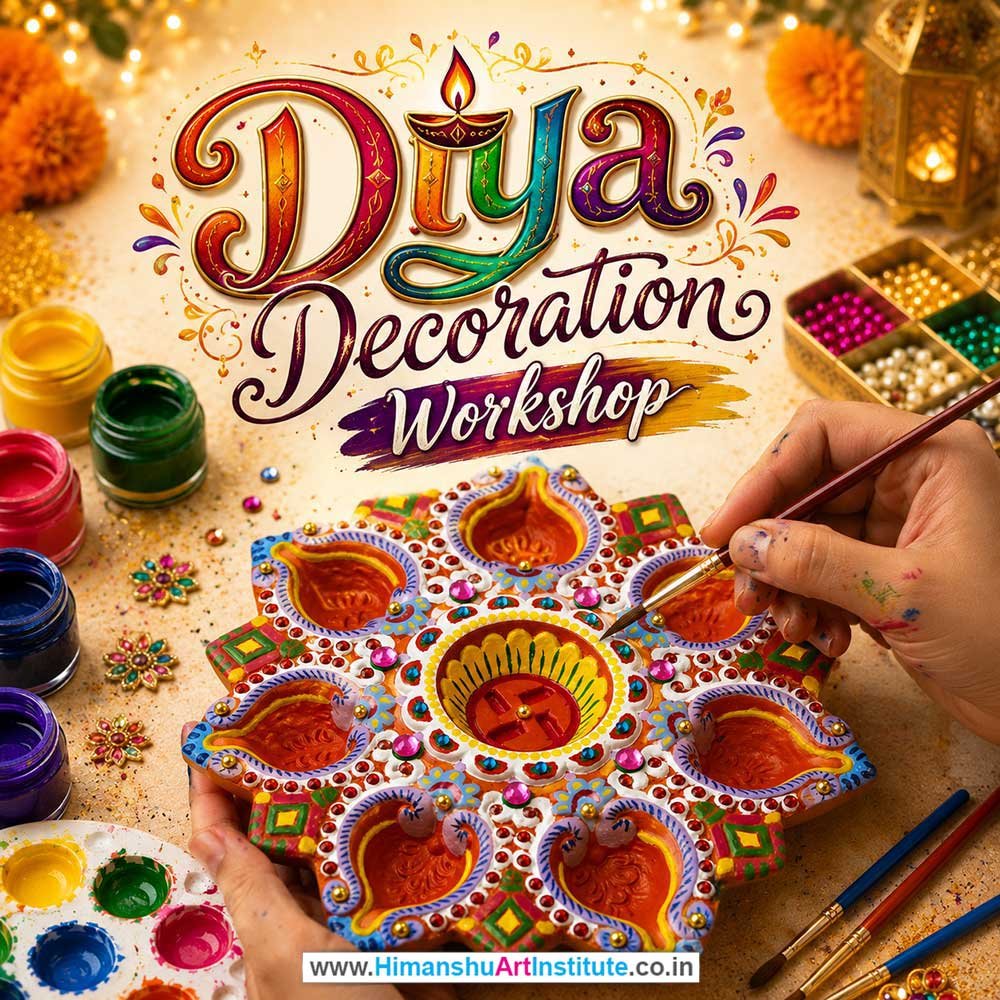 Diya Decoration Workshop for Corporate Companies, Diya Decoration Workshop for Corporate Employees, Diya Decoration Workshop for Corporate Clients, Diya Decoration Workshop for Office Events, Art & Craft Activity for Corporate Companies, Himanshu Art Institute