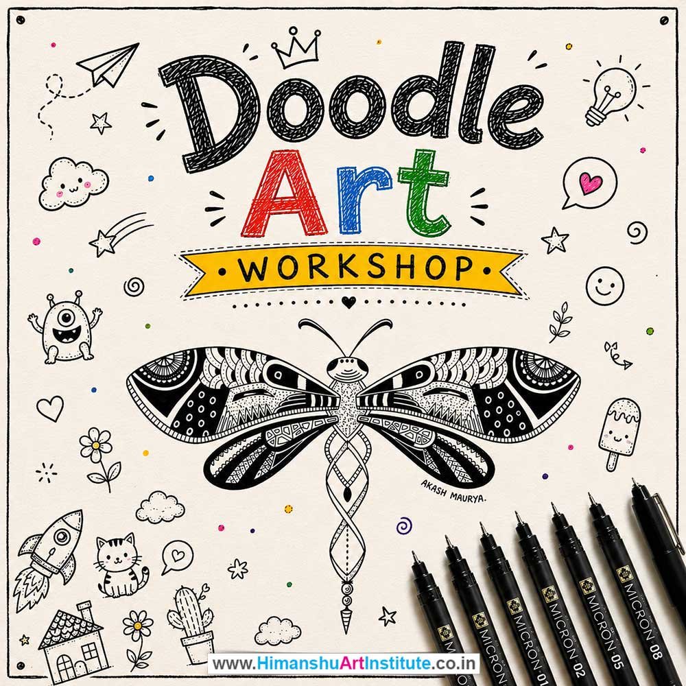 Doodle Art Workshop for Corporate Companies, Doodle Art Workshop for Corporate Employees, Doodle Art Workshop for Corporate Clients, Doodle Art Workshop for Office Events, Art & Craft Activity for Corporate Companies, Himanshu Art Institute
