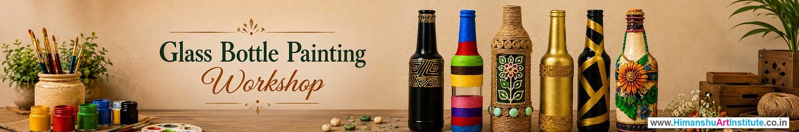 Glass Bottle Painting Workshop for Corporate Companies, Glass Bottle Painting Workshop for Corporate Employees, Glass Bottle Painting Workshop for Corporate Clients, Glass Bottle Painting Workshop for Office Events, Art & Craft Activity for Corporate Companies, Himanshu Art Institute