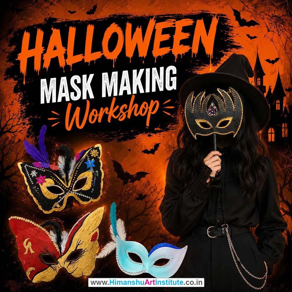 Halloween Mask Making Workshop for Corporate Companies Halloween Mask Making Workshop for Corporate Companies, Halloween Mask Making Workshop for Corporate Employees, Halloween Mask Making Workshop for Corporate Clients, Halloween Mask Making Workshop for Office Events, Art & Craft Activity for Corporate Companies, Himanshu Art Institute