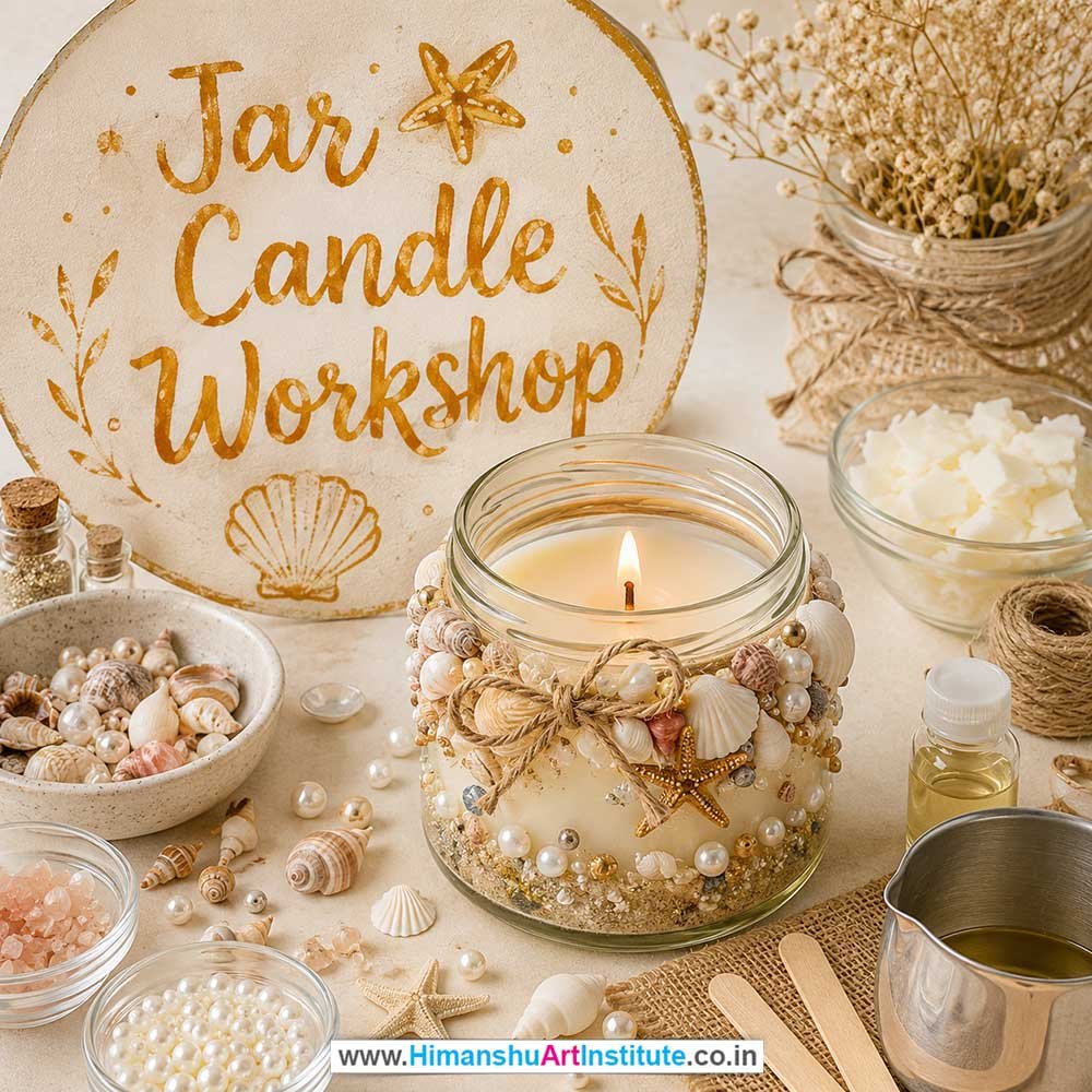 Jar Candle Workshop for Corporate Companies, Jar Candle Workshop for Corporate Employees, Jar Candle Workshop for Corporate Clients, Jar Candle Workshop for Office Events, Art & Craft Activity for Corporate Companies, Himanshu Art Institute