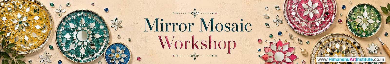 Mirror Mosaic Workshop for Corporate Companies, Mirror Mosaic Workshop for Corporate Employees, Mirror Mosaic Workshop for Corporate Clients, Mirror Mosaic Workshop for Office Events, Art & Craft Activity for Corporate Companies, Himanshu Art Institute
