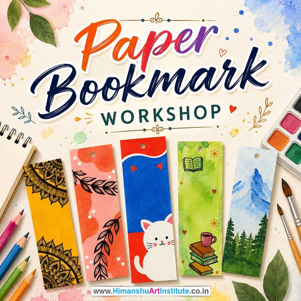 Paper Bookmark Making Workshop for Corporate Companies, Paper Bookmark Making Workshop for Corporate Employees, Paper Bookmark Making Workshop for Corporate Clients, Paper Bookmark Making Workshop for Office Events, Art & Craft Activity for Corporate Companies, Himanshu Art Institute