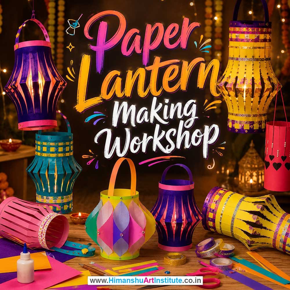 Paper Lantern Making Workshop for Corporate Companies, Paper Lantern Making Workshop for Corporate Employees, Paper Lantern Making Workshop for Corporate Clients, Paper Lantern Making Workshop for Office Events, Art & Craft Activity for Corporate Companies, Himanshu Art Institute