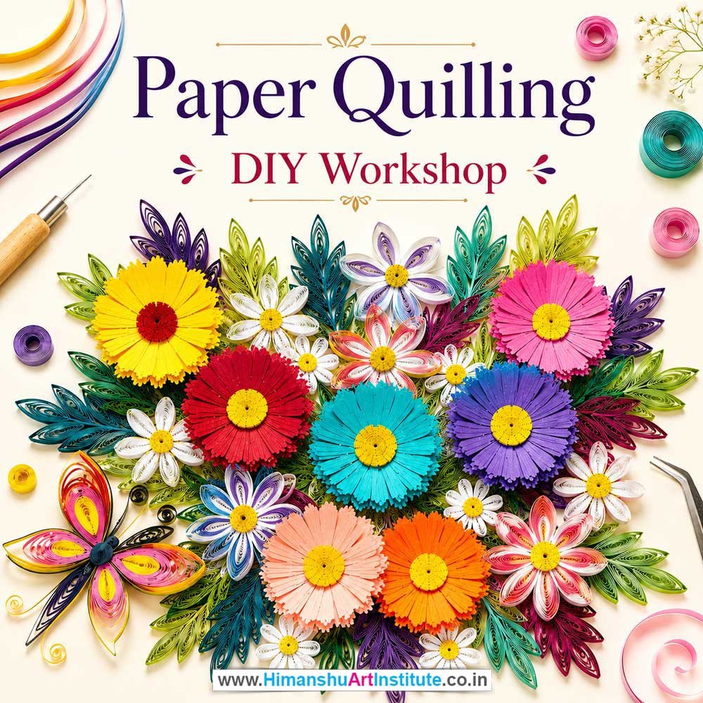 Paper Quilling DIY Workshop for Corporate Companies, Paper Quilling DIY Workshop for Corporate Employees, Paper Quilling DIY Workshop for Corporate Clients, Paper Quilling DIY Workshop for Office Events, Art & Craft Activity for Corporate Companies, Himanshu Art Institute