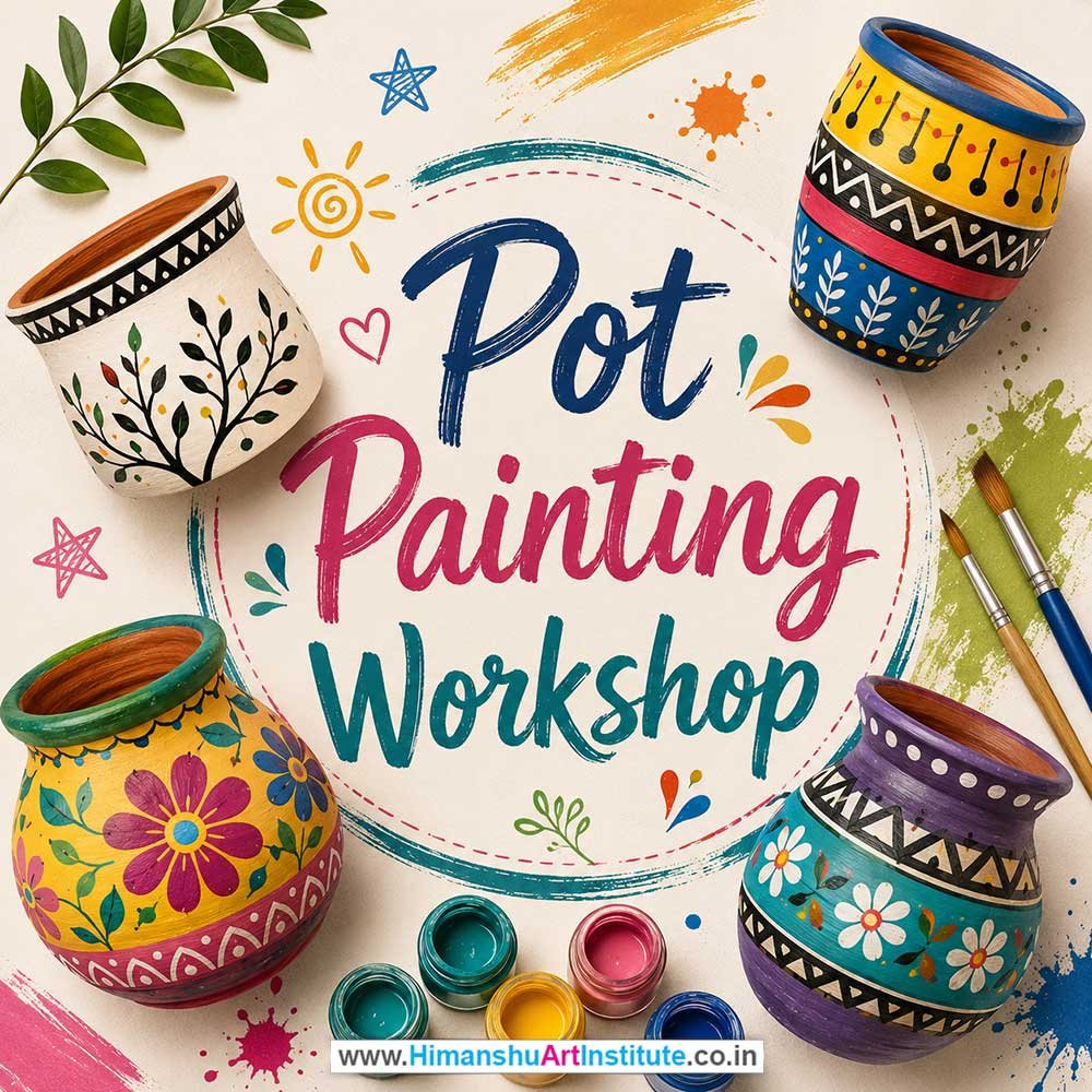 Pot Painting Workshop for Corporate Companies Pot Painting Workshop for Corporate Companies, Pot Painting Workshop for Corporate Employees, Pot Painting Workshop for Corporate Clients, Pot Painting Workshop for Office Events, Art & Craft Activity for Corporate Companies, Himanshu Art Institute