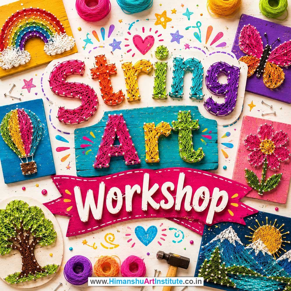 String Art Workshop for Corporate Companies, String Art Workshop for Corporate Employees, String Art Workshop for Corporate Clients, String Art Workshop for Office Events, Art & Craft Activity for Corporate Companies, Himanshu Art Institute