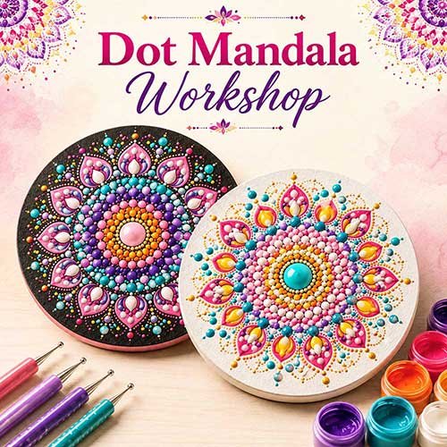 Corporate Dot Mandala Workshop, Dot Mandala Workshop for Corporate, Art & Craft Workshops for Corporate, DIY Workshop for Corporate, Dot Mandala Activity for Corporate, DIY Activities for Corporate, Best Dot Mandala Workshop for Corporate in Delhi, Gurugram, Gurgaon, Noida, India, Himanshu Art Institute