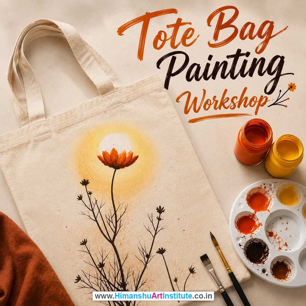 Tote Bag Painting Workshop for Corporate Companies, Tote Bag Painting Workshop for Corporate Employees, Tote Bag Painting Workshop for Corporate Clients, Tote Bag Painting Workshop for Office Events, Art & Craft Activity for Corporate Companies, Himanshu Art Institute