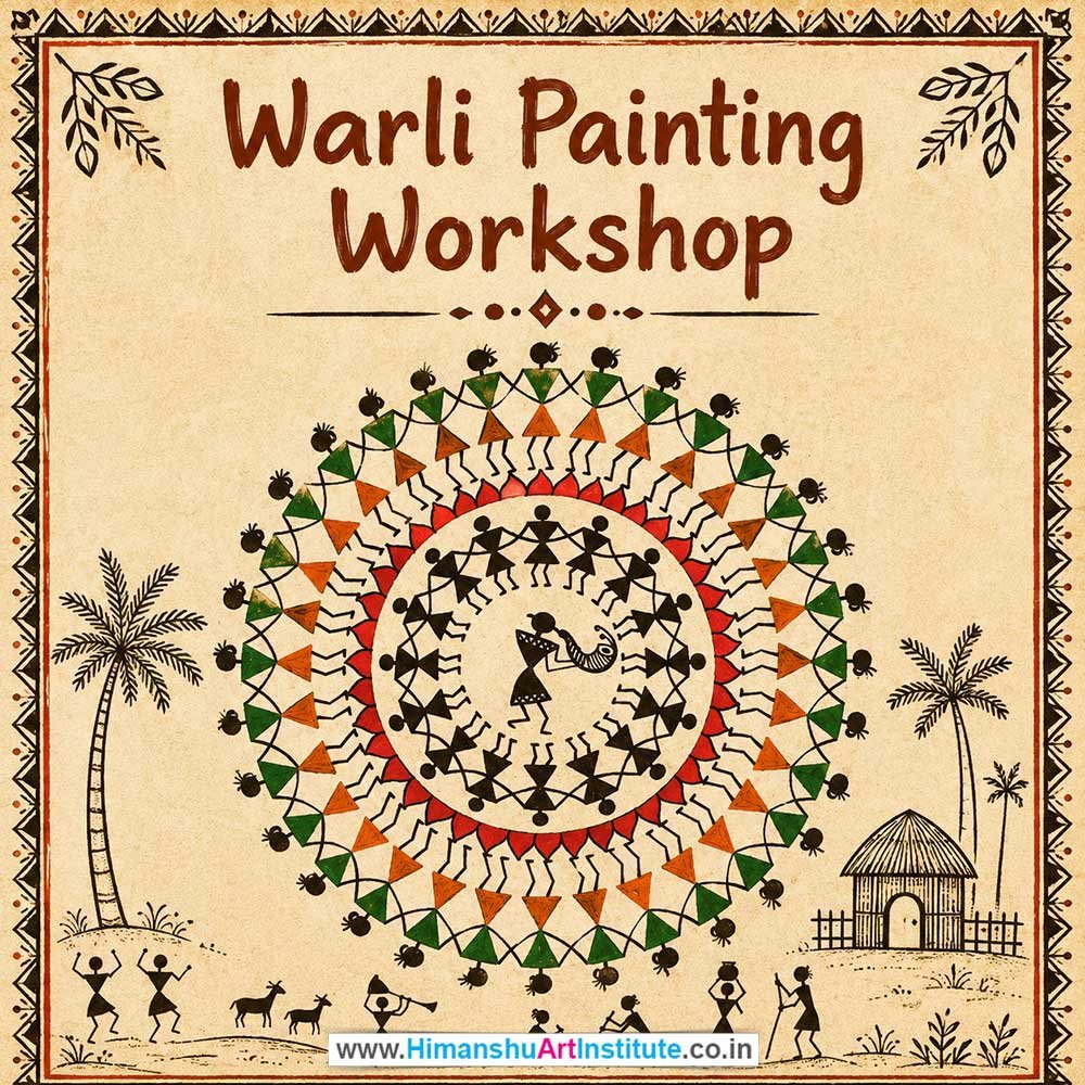 Warli Painting Workshop for Corporate Companies Warli Painting Workshop for Corporate Companies, Warli Painting Workshop for Corporate Employees, Warli Painting Workshop for Corporate Clients, Warli Painting Workshop for Office Events, Art & Craft Activity for Corporate Companies, Himanshu Art Institute