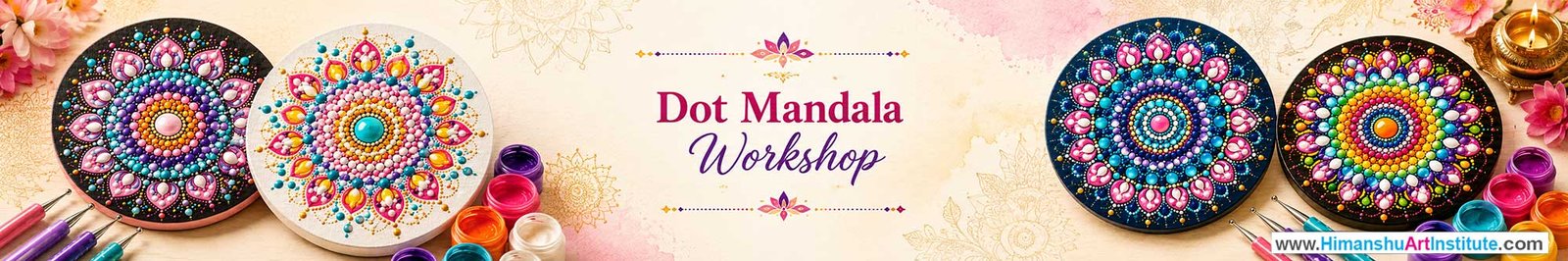Dot Mandala Workshop for Foreigners, Dot Mandala Workshop for Foreigners in Delhi, Online Dot Mandala Workshop for Foreigners, Indian Folk Art Classes for Foreigners, Indian Art Workshop for Foreigners, Himanshu Art Institute