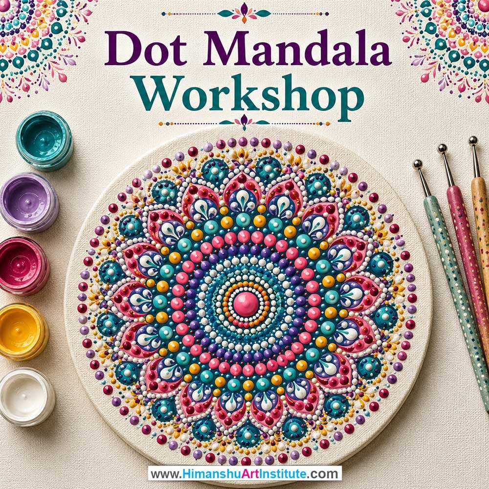 Dot Mandala Workshop for Foreigners Dot Mandala Workshop for Foreigners, Dot Mandala Workshop for Foreigners in Delhi, Online Dot Mandala Workshop for Foreigners, Indian Folk Art Classes for Foreigners, Indian Art Workshop for Foreigners, Himanshu Art Institute