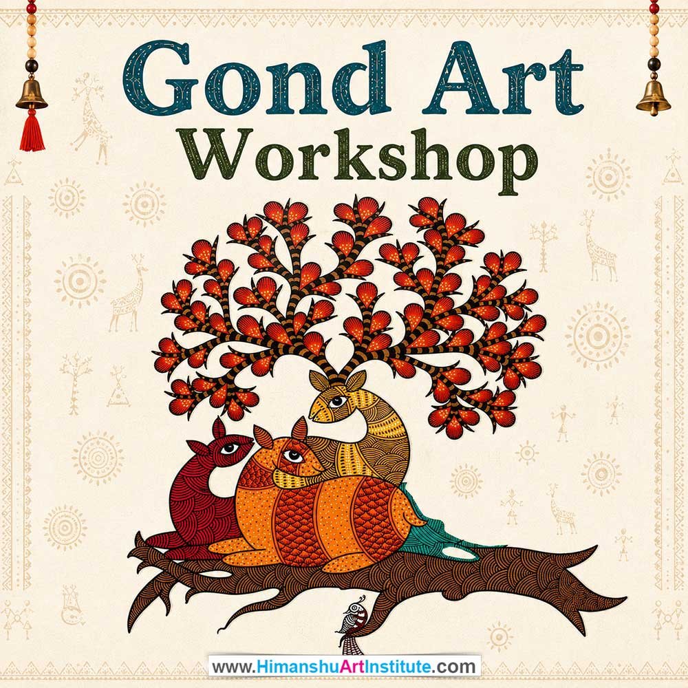 Gond Art Workshop for Foreigners Gond Art Workshop for Foreigners, Gond Art Workshop for Foreigners in Delhi, Online Gond Art Workshop for Foreigners, Indian Folk Art Classes for Foreigners, Indian Art Workshop for Foreigners, Himanshu Art Institute