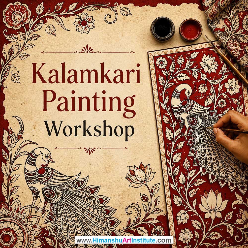 Kalamkari Painting Workshop for Foreigners Kalamkari Painting Workshop for Foreigners, Kalamkari Painting Workshop for Foreigners in Delhi, Online Kalamkari Painting Workshop for Foreigners, Indian Folk Art Classes for Foreigners, Indian Art Workshop for Foreigners, Himanshu Art Institute